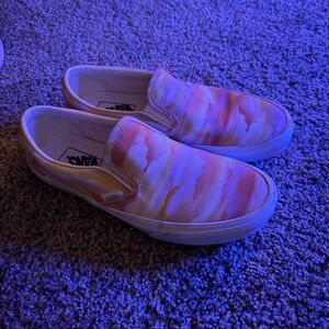 Vans Classic Slip-On Sneakers in Pink and Peach Tie-Dye